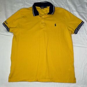 Polo Ralph Lauren Yellow Polo Shirt with Navy Pony and Polo Embroidered Accents